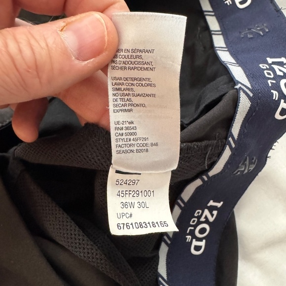 IZOD Golf‎ Men's Performance Wear Lightweight Golf Pants Black Tag: 36x30 Active - Picture 8 of 14